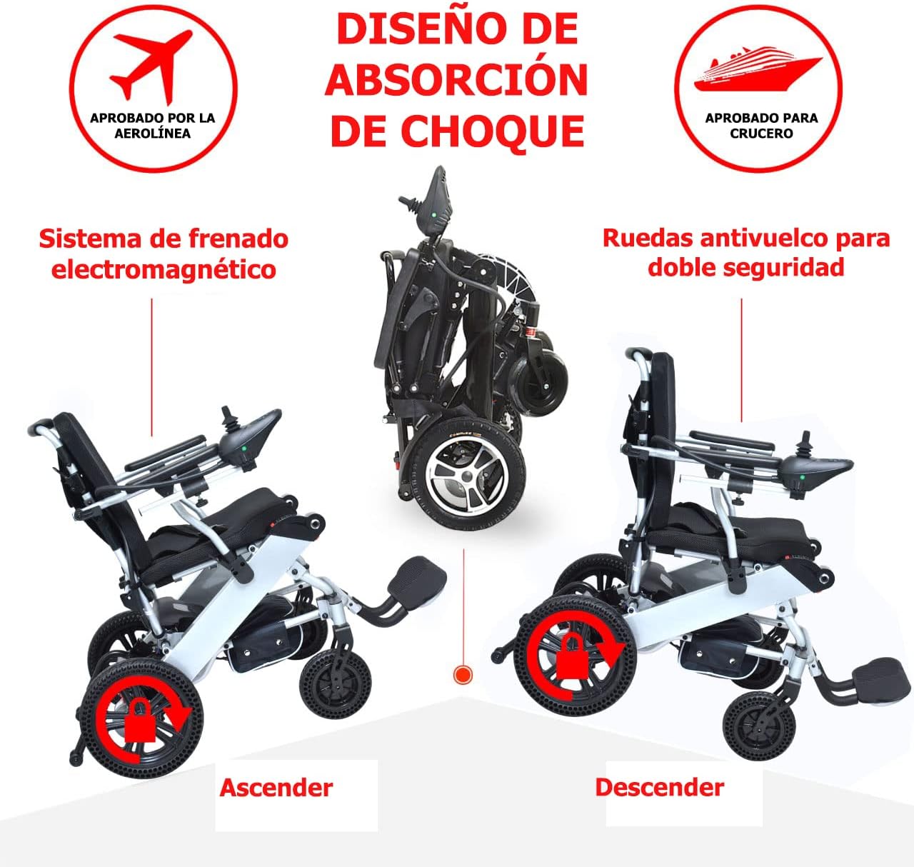 PERRARO Silla de Ruedas Eléctrica para Adultos Ligera